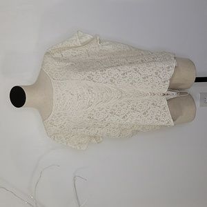 Navy London Cream Floral Lace Top SZ 2X